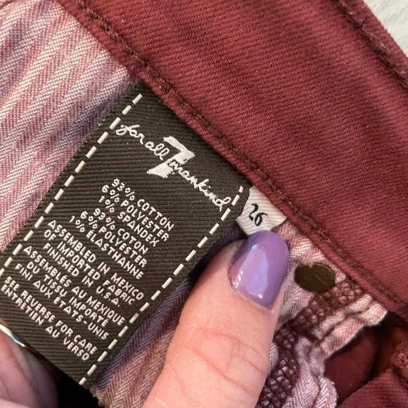 7 for All Mankind burgundy skinny jeans size 26 - Picture 5 of 5